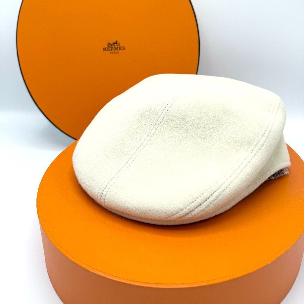 Hermes Cream Angora Beret Hat Sz 57